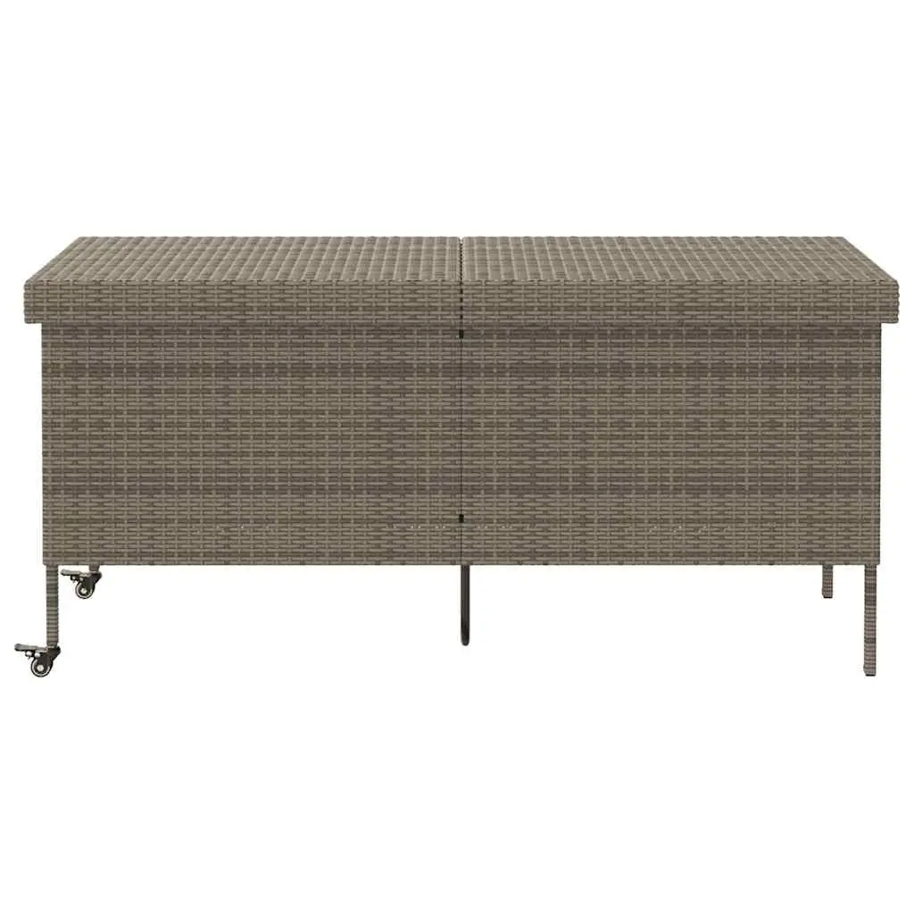 Garden Storage Box PE Rattan 160 x 55 x 75 cm Grey with Wheels and Handle