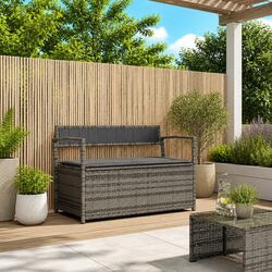 Garden Storage Bench with Cushion for Outdoor Use