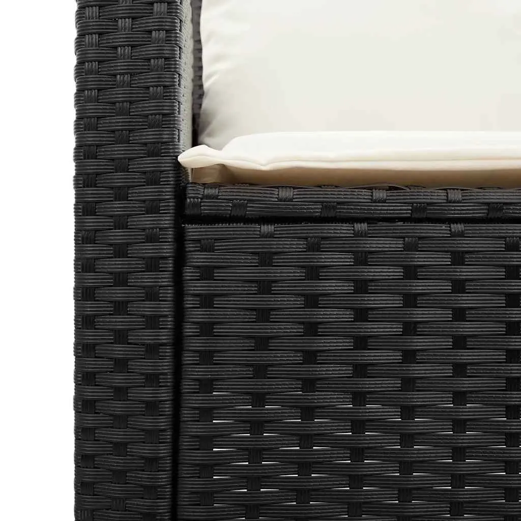 Garden Sofa PE Rattan 2-Seater Black with Cushions and Coffee Table