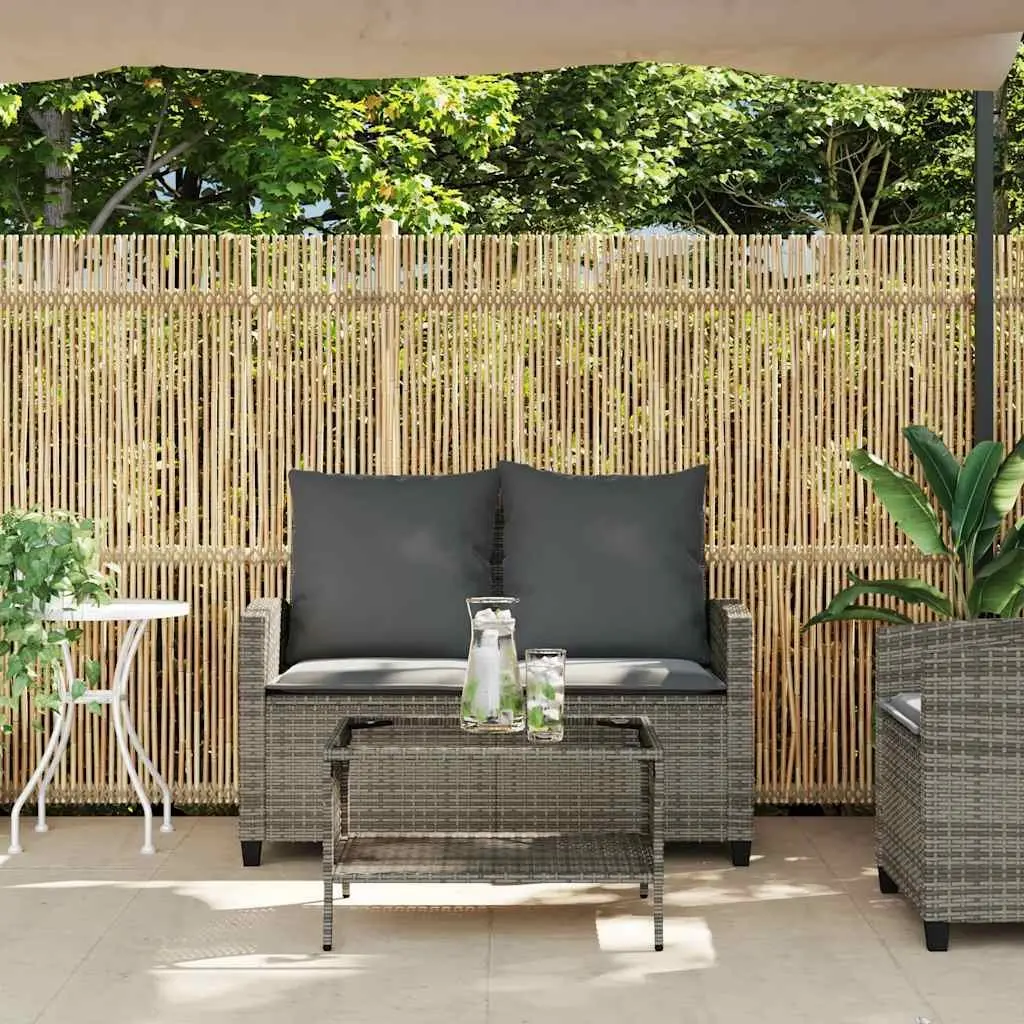 Garden Sofa 2-Seater Outdoor Furniture Set with Cushions Table Grey