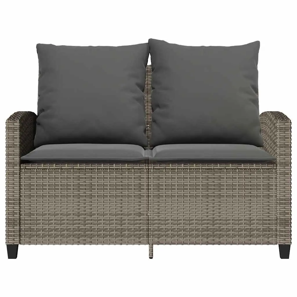 Garden Sofa 2-Seater Outdoor Furniture Set with Cushions Table Grey
