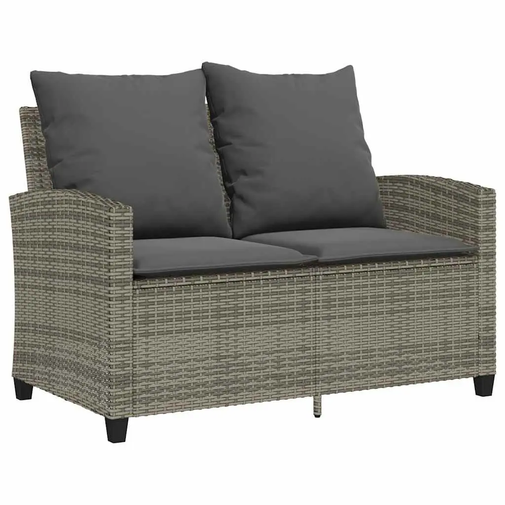 Garden Sofa 2-Seater Outdoor Furniture Set with Cushions Table Grey