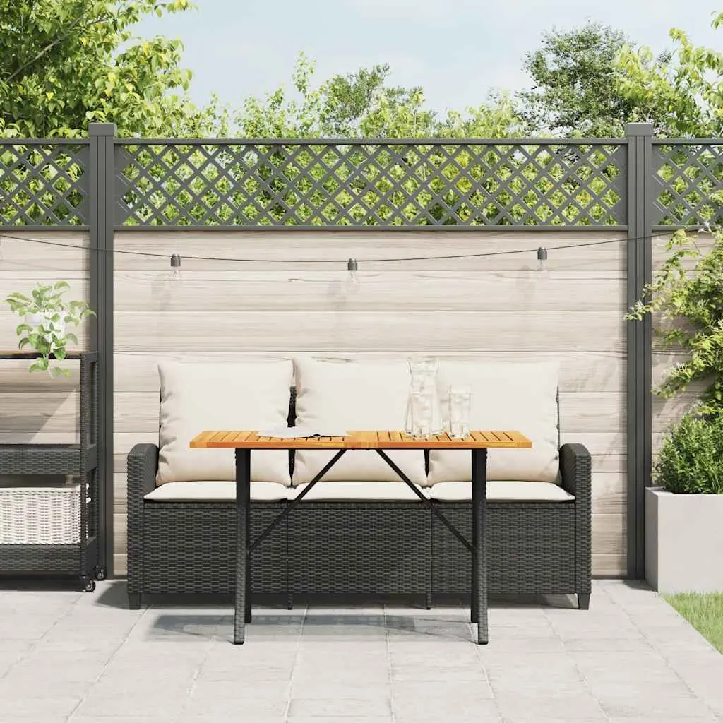 Garden Sofa 3-Seater with Cushions & Table Black Poly Rattan Outdoor Furniture