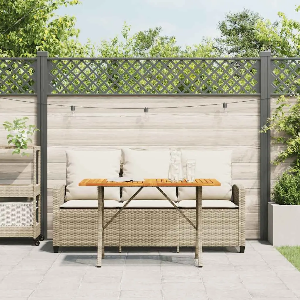 Garden Sofa 3-Seater Outdoor with Cushions Table Beige Rattan