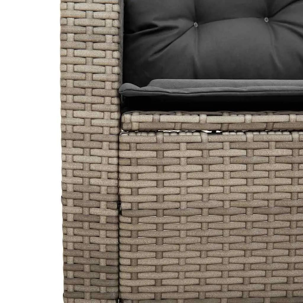 Lounge Sofa Set L-Shaped Grey PE Rattan with Cushions and Glass Table Outdoor Furniture