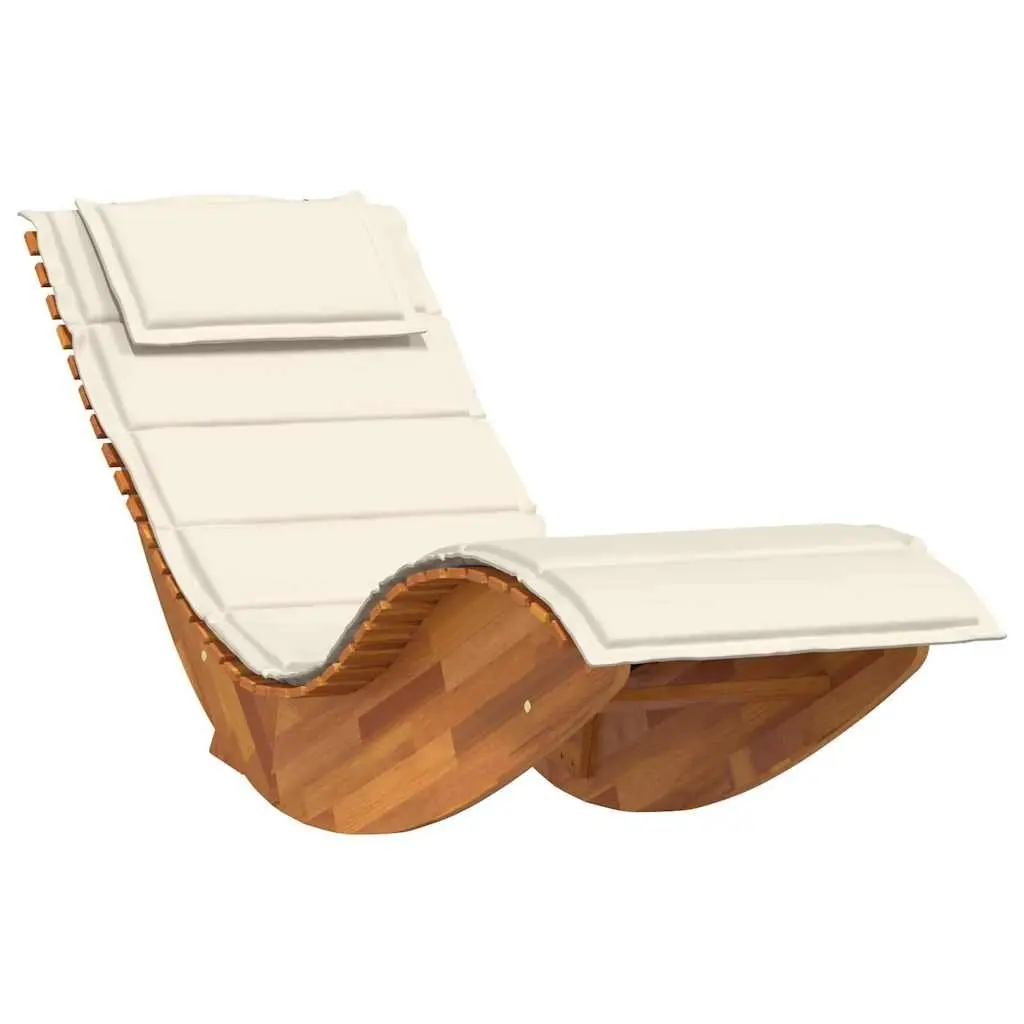 Wooden Rocking Sun Lounger Acacia Wood Brown with Cushion