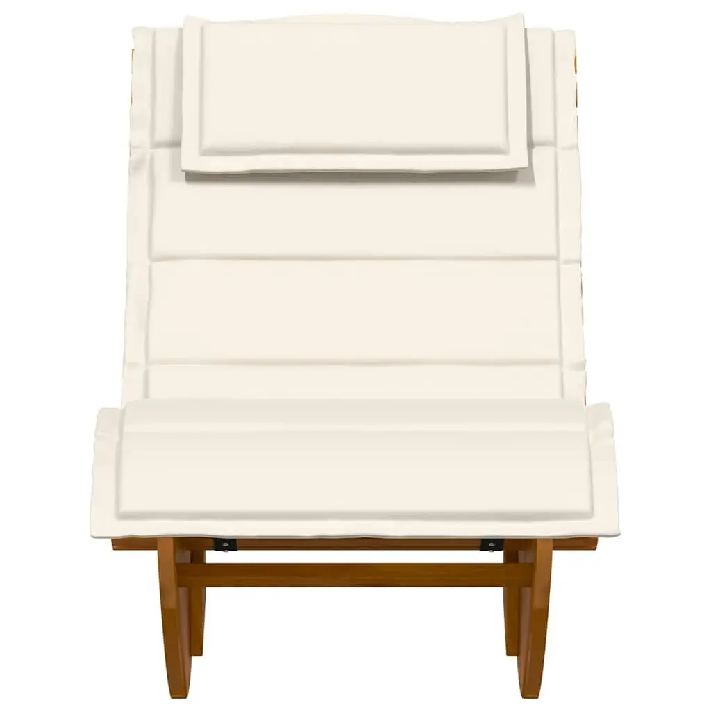 Wooden Rocking Sun Lounger Acacia Wood Brown with Cushion
