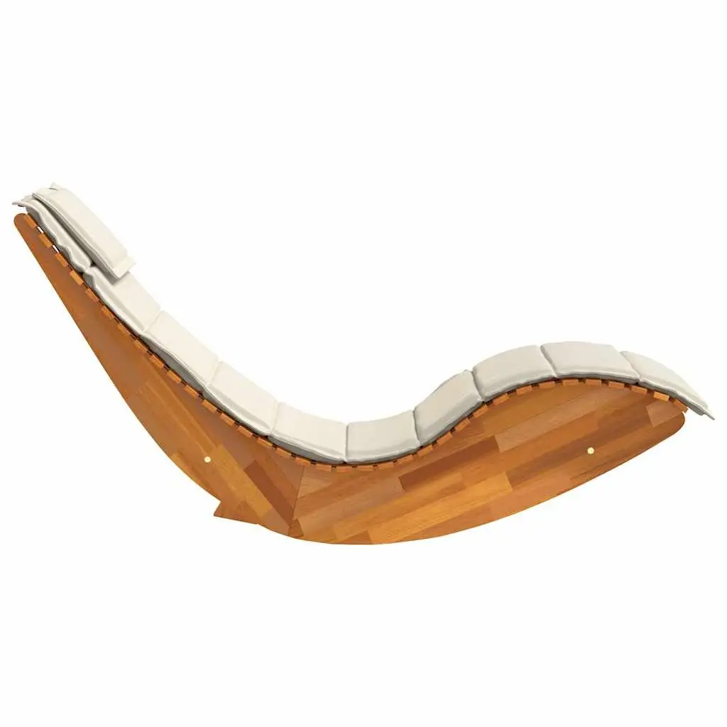 Wooden Rocking Sun Lounger Acacia Wood Brown with Cushion