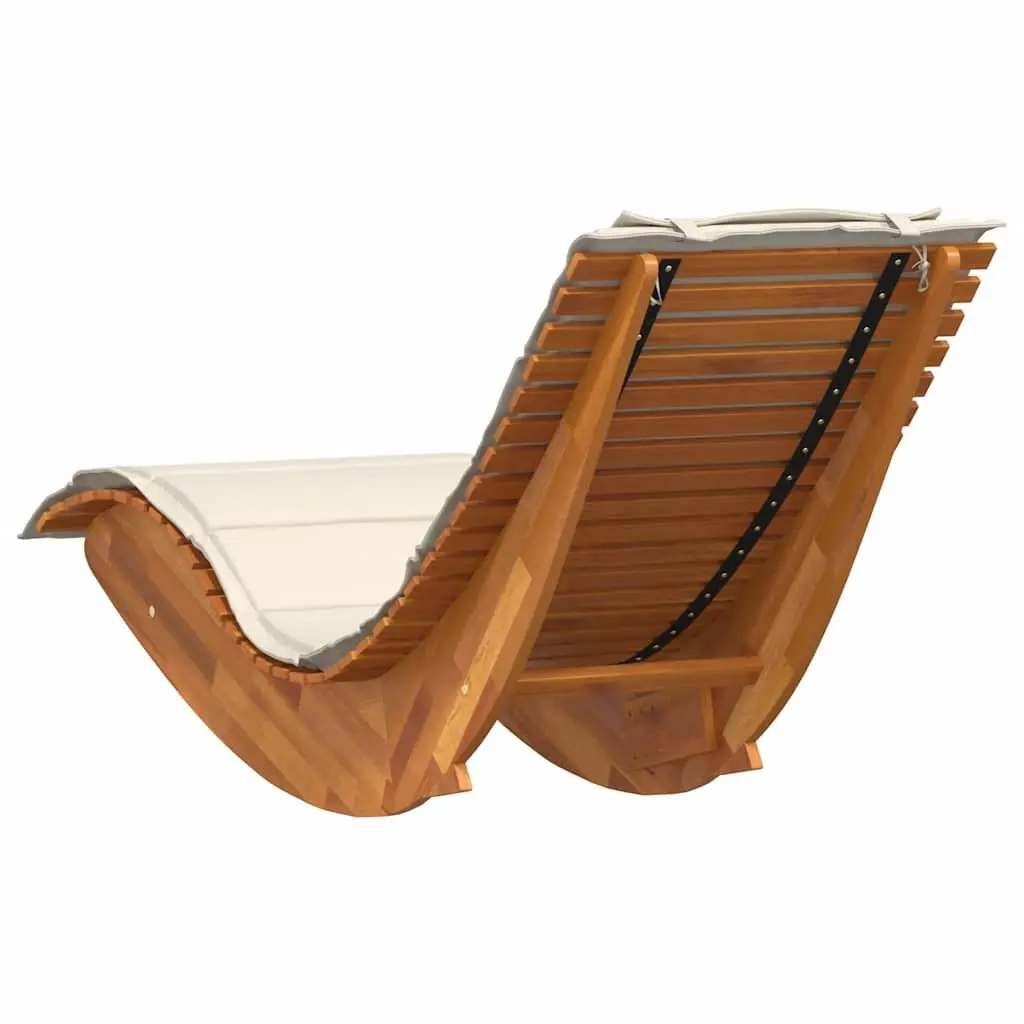 Wooden Rocking Sun Lounger Acacia Wood Brown with Cushion