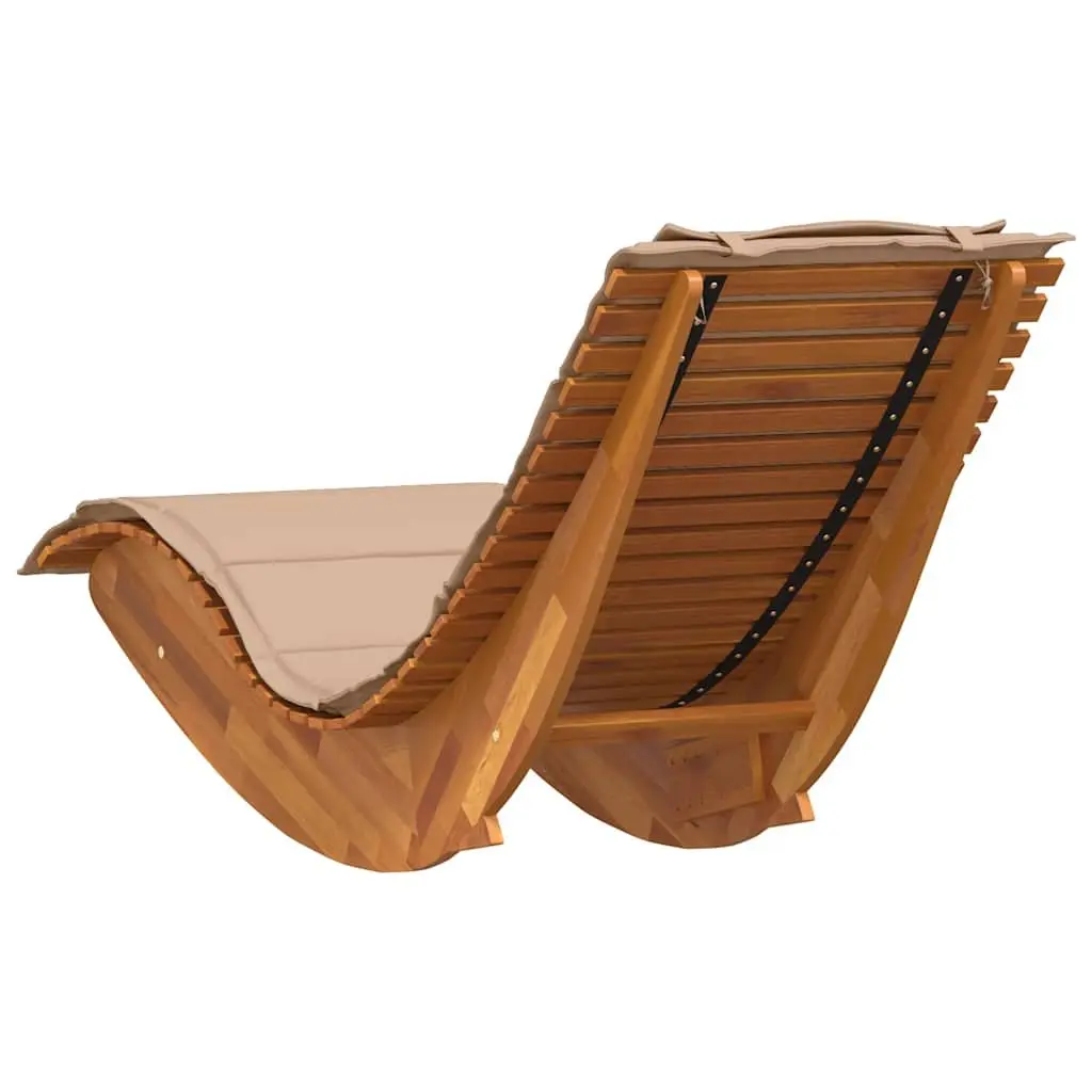 Wooden Rocking Sun Lounger with Cushion Acacia Brown