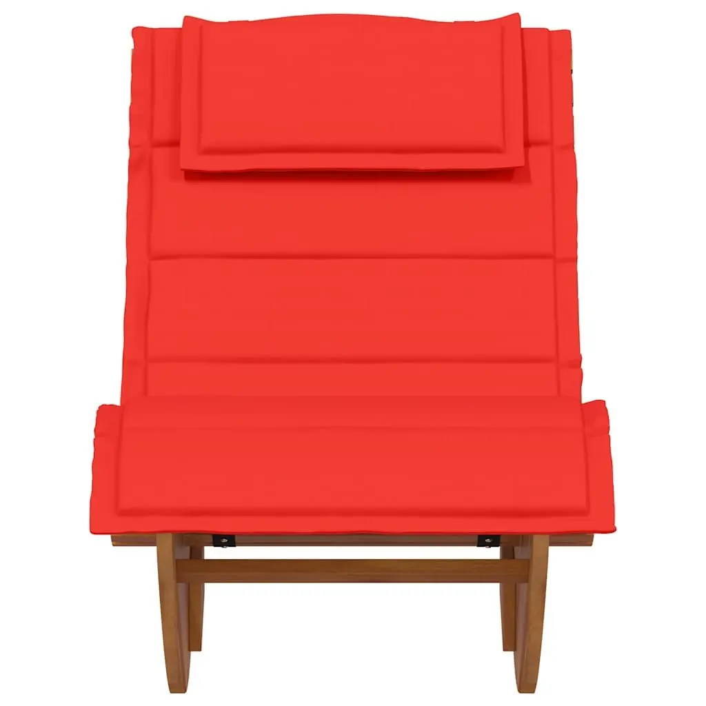 Wooden Rocking Sun Lounger Garden Chair Outdoor Seating with Cushion Brown