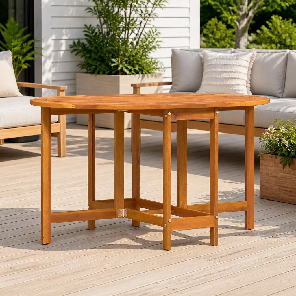 Folding Garden Table Acacia Wood 110 x 60 x 72 cm Brown Outdoor Dining Furniture