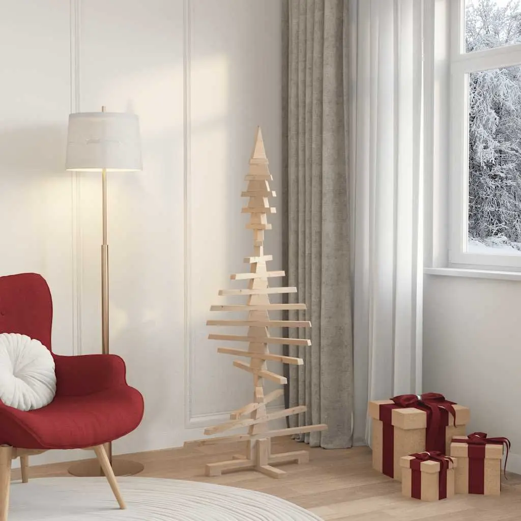 Wooden Christmas Tree Decoration 150cm Solid Pine Wood Holiday Home Decor