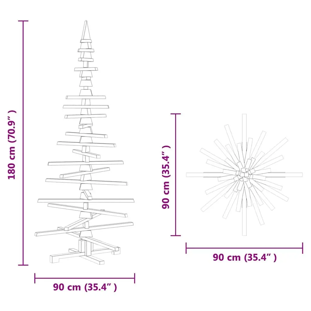 Wooden Holiday Decoration Tree 180cm Solid Pine Brown Seasonal Festive Home