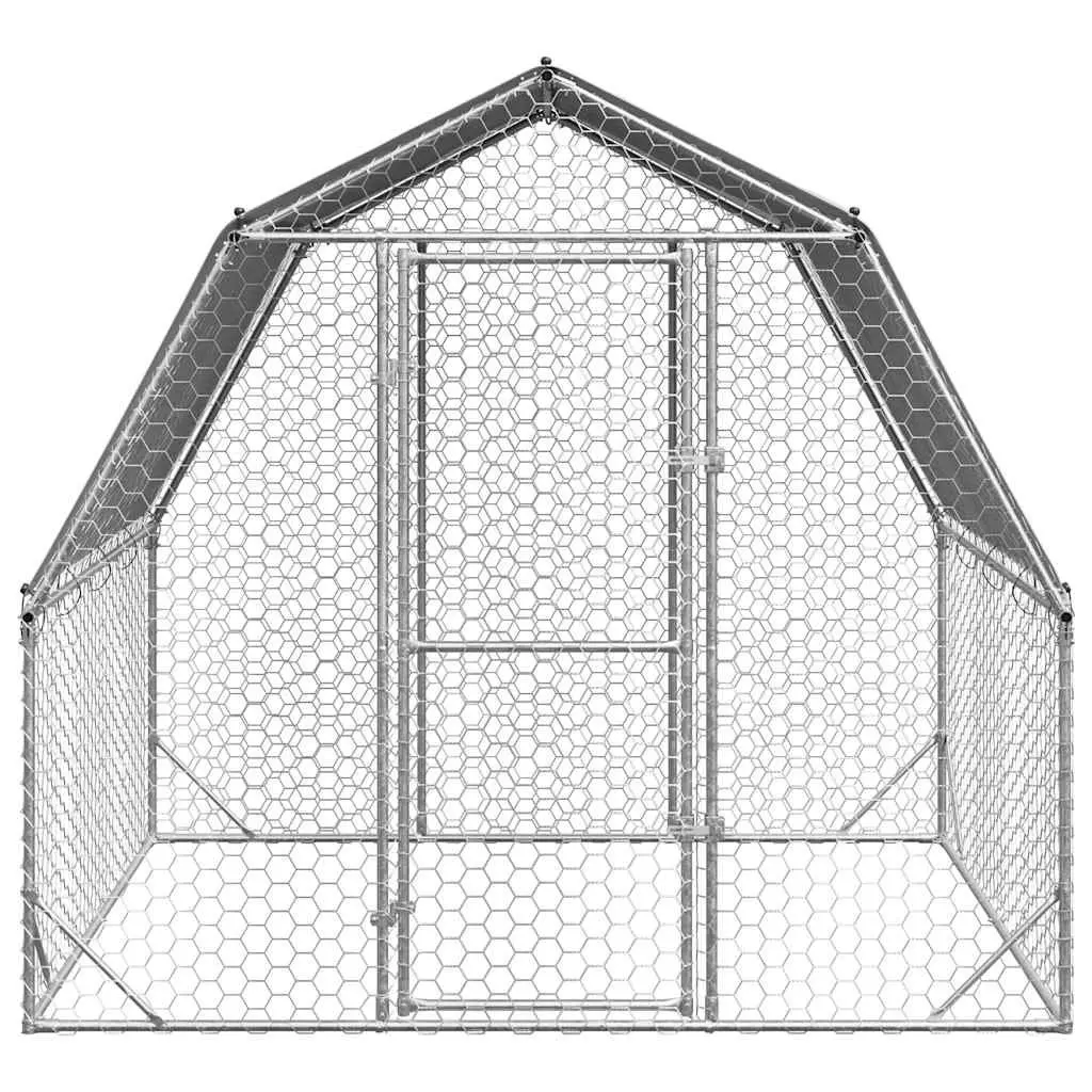 Chicken Run Hexagonal Mesh Construction Silver 2.5x2x2.25m Walk-In Enclosure with Roof