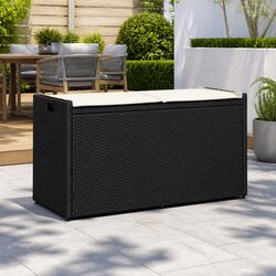 Practical Black Storage Bench for Gardens and Patios