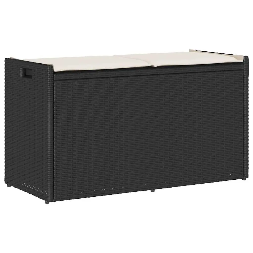 Outdoor Storage Bench with Cushion Black 100cm Garden Seating