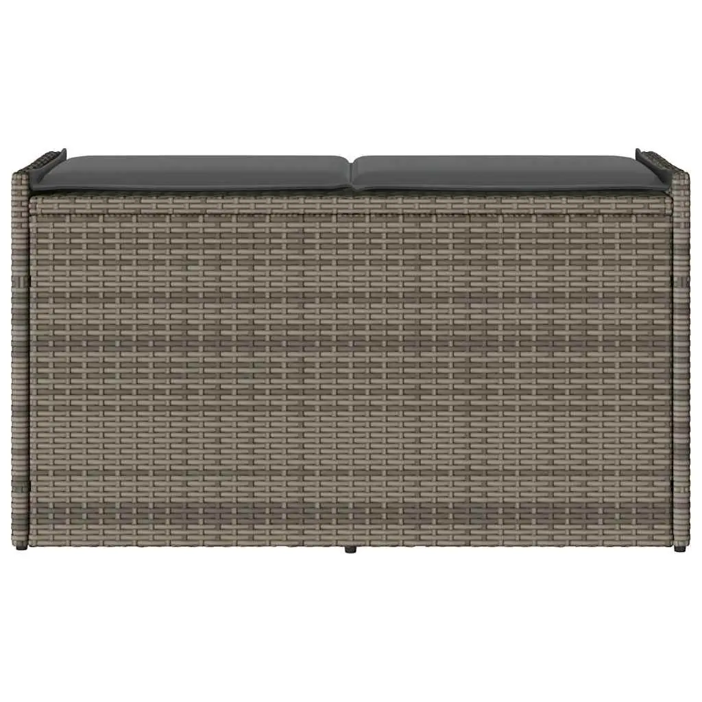 Outdoor Storage Bench Poly Rattan 100cm Grey
