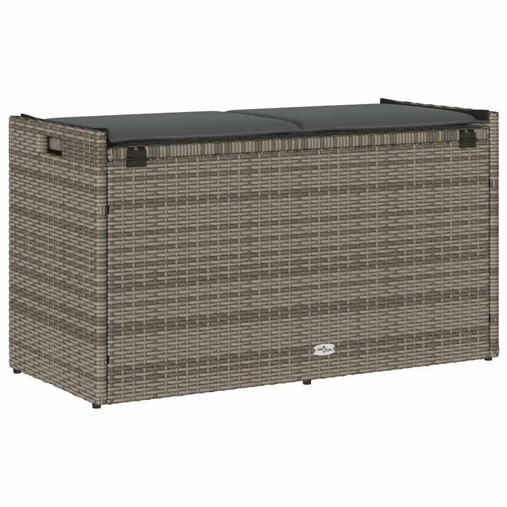 Outdoor Storage Bench Poly Rattan 100cm Grey