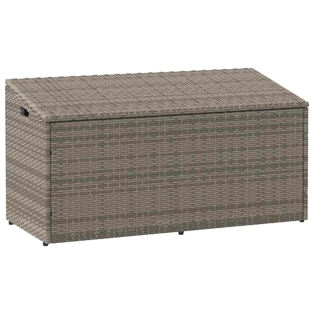 Garden Storage Box Outdoor Grey Poly Rattan 110x50x58cm with Gas Spring Lid and Water Resistant Bag