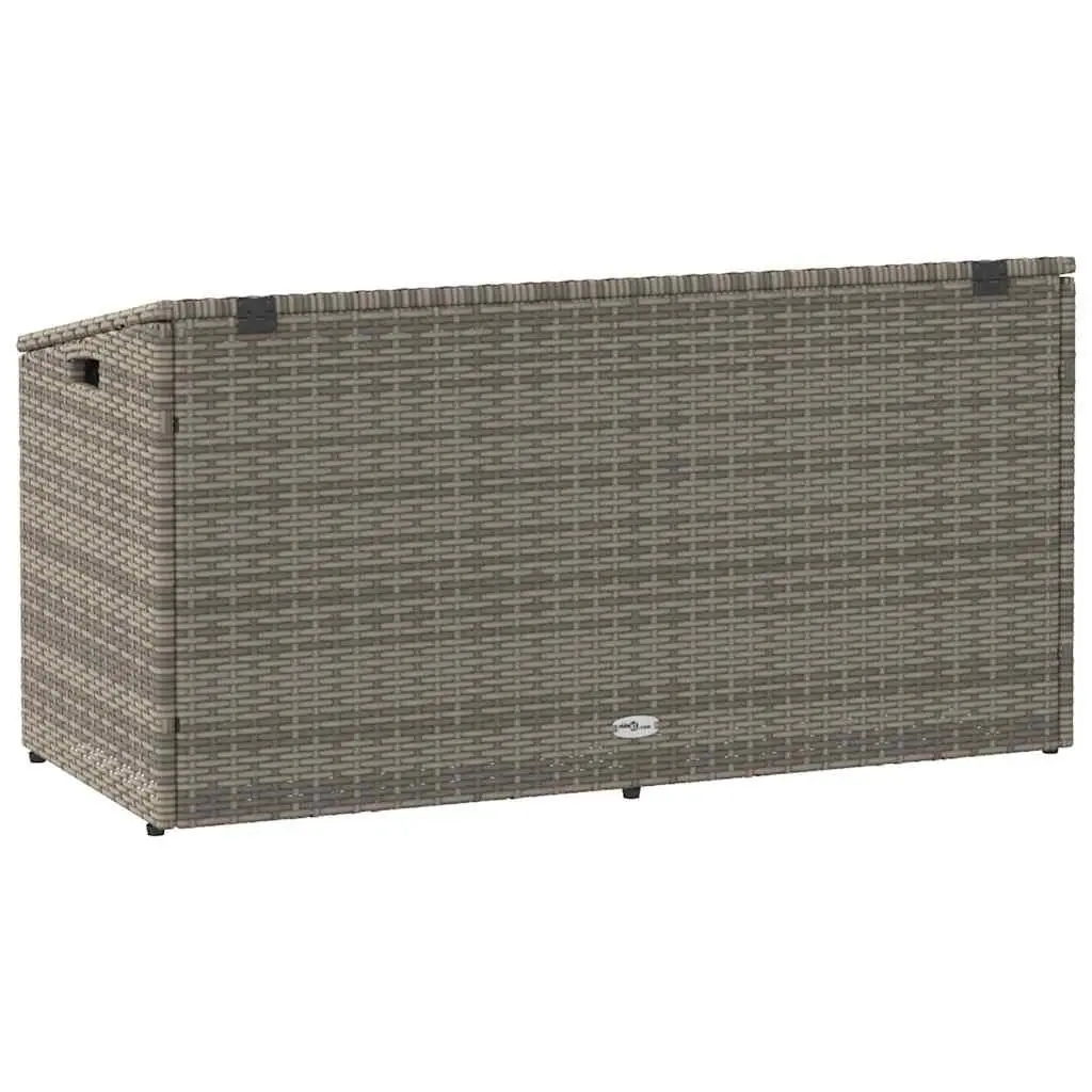 Garden Storage Box Outdoor Grey Poly Rattan 110x50x58cm with Gas Spring Lid and Water Resistant Bag