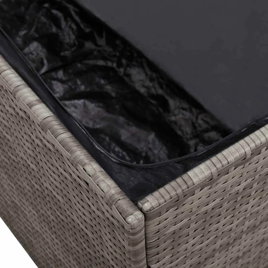 Garden Storage Box Outdoor Grey Poly Rattan 110x50x58cm with Gas Spring Lid and Water Resistant Bag
