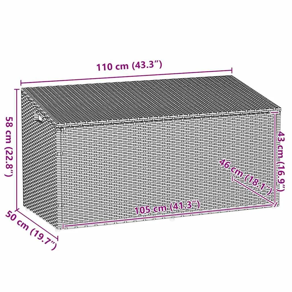 Garden Storage Box PE Rattan 110x50x58cm Beige Outdoor Furniture Waterproof
