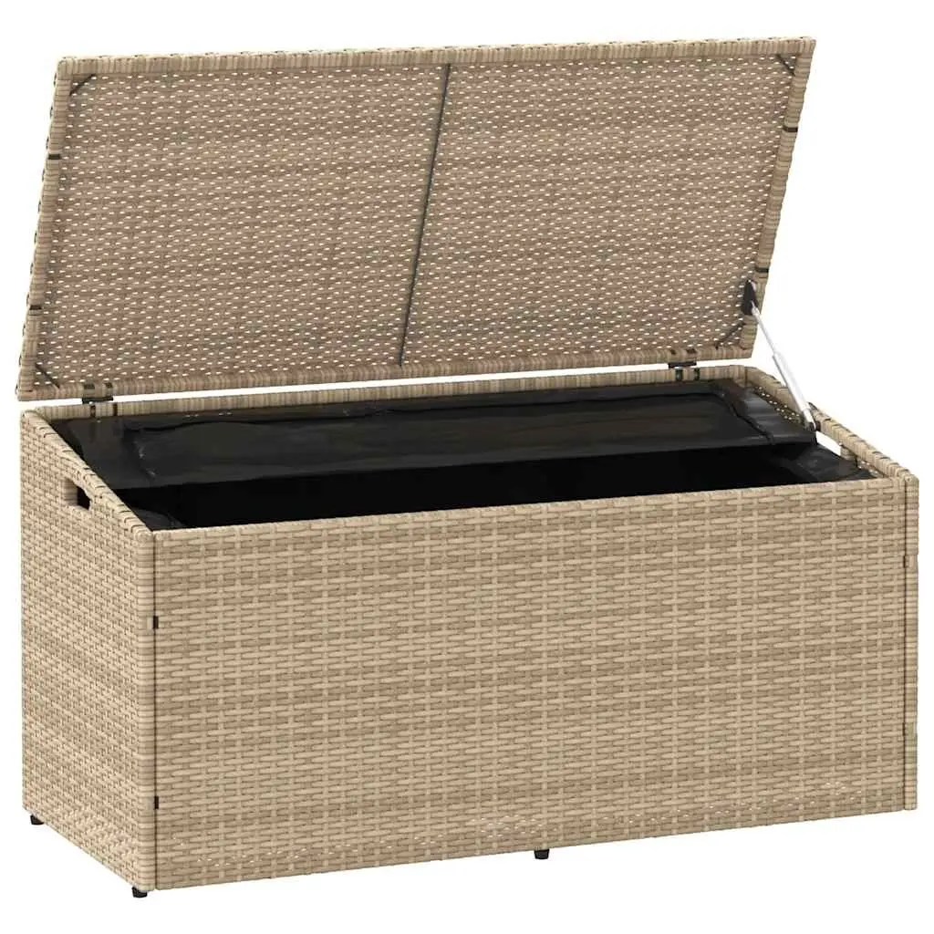 Garden Storage Box PE Rattan 110x50x58cm Beige Outdoor Furniture Waterproof