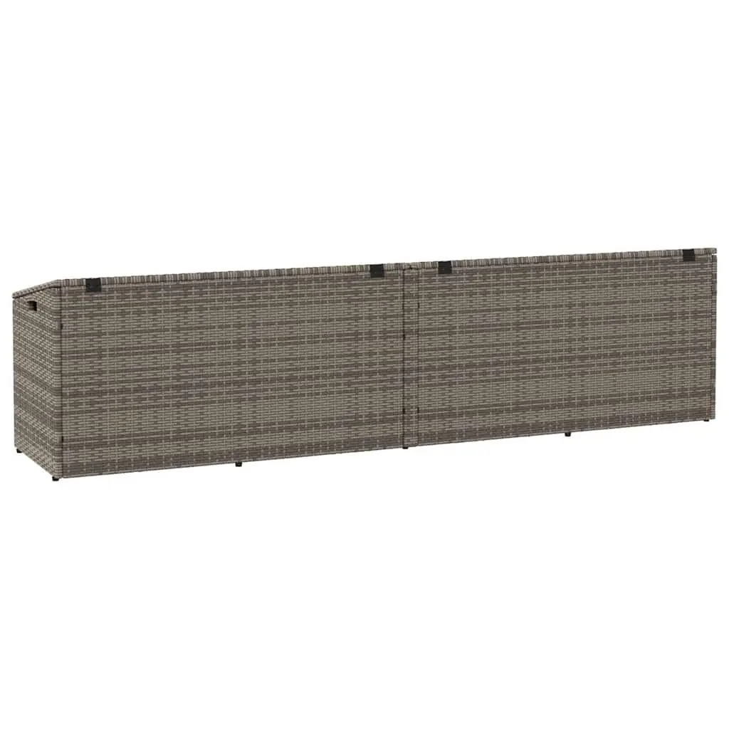 Outdoor Garden Storage Box Grey Poly Rattan Durable Patio Deck Container 220x50x58cm Weather Resistant with Gas Spring Lid