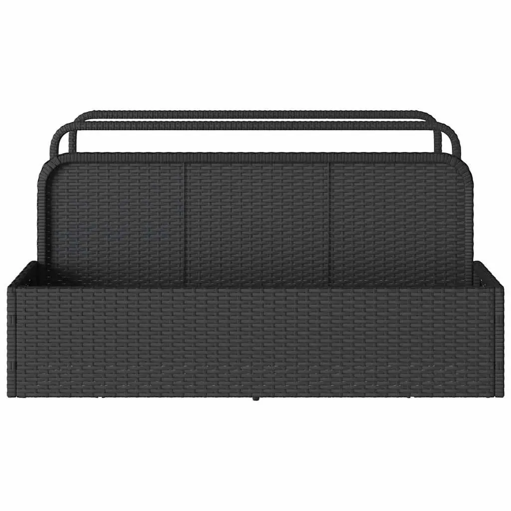 Poolside Float Storage Basket PE Rattan Steel Frame 110x100x57cm Black