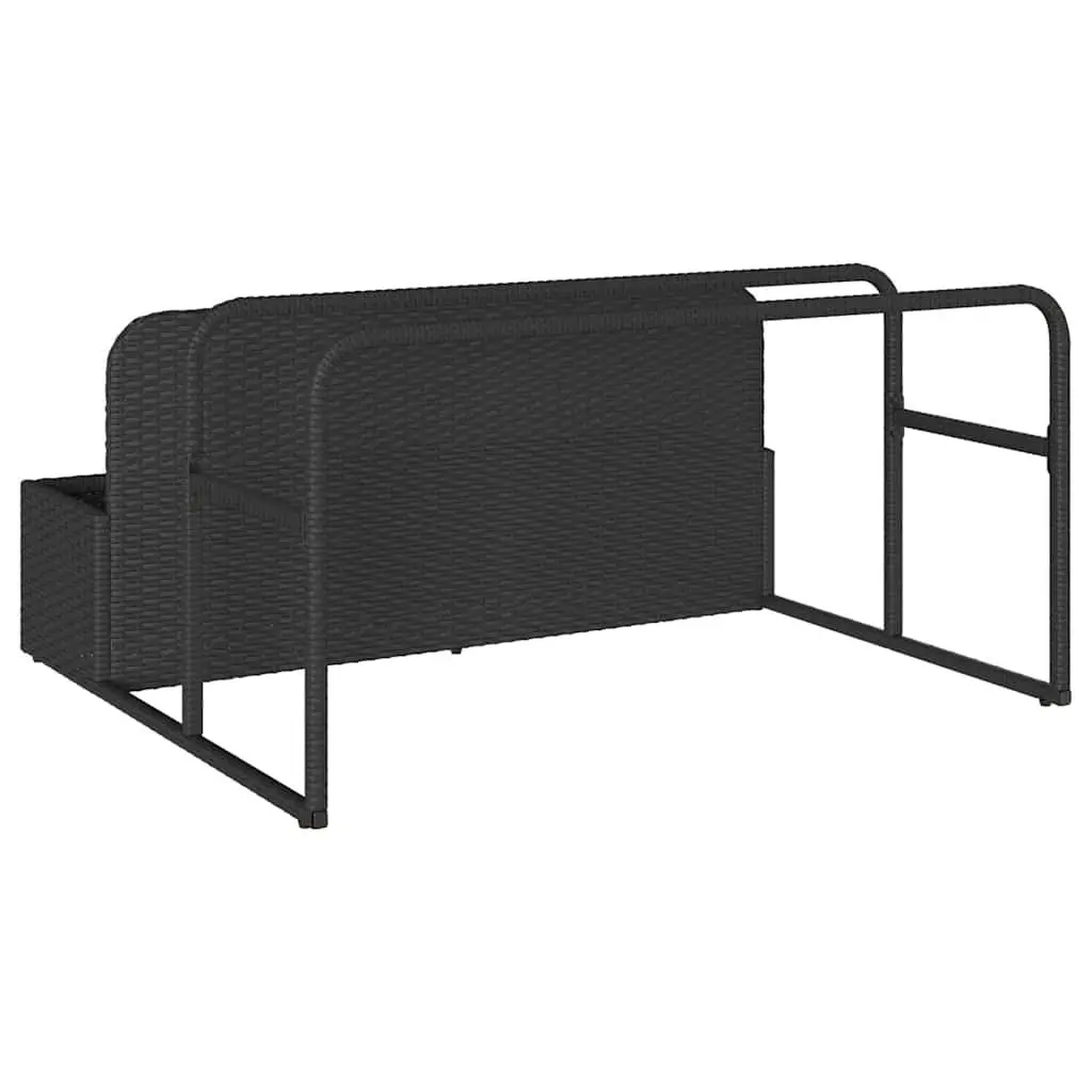 Poolside Float Storage Basket PE Rattan Steel Frame 110x100x57cm Black