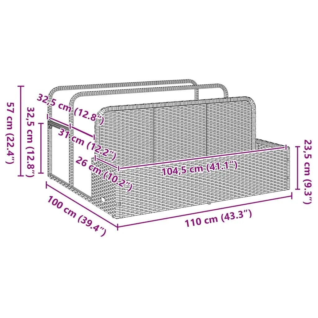 Poolside Float Storage Basket PE Rattan Steel Frame 110x100x57cm Black