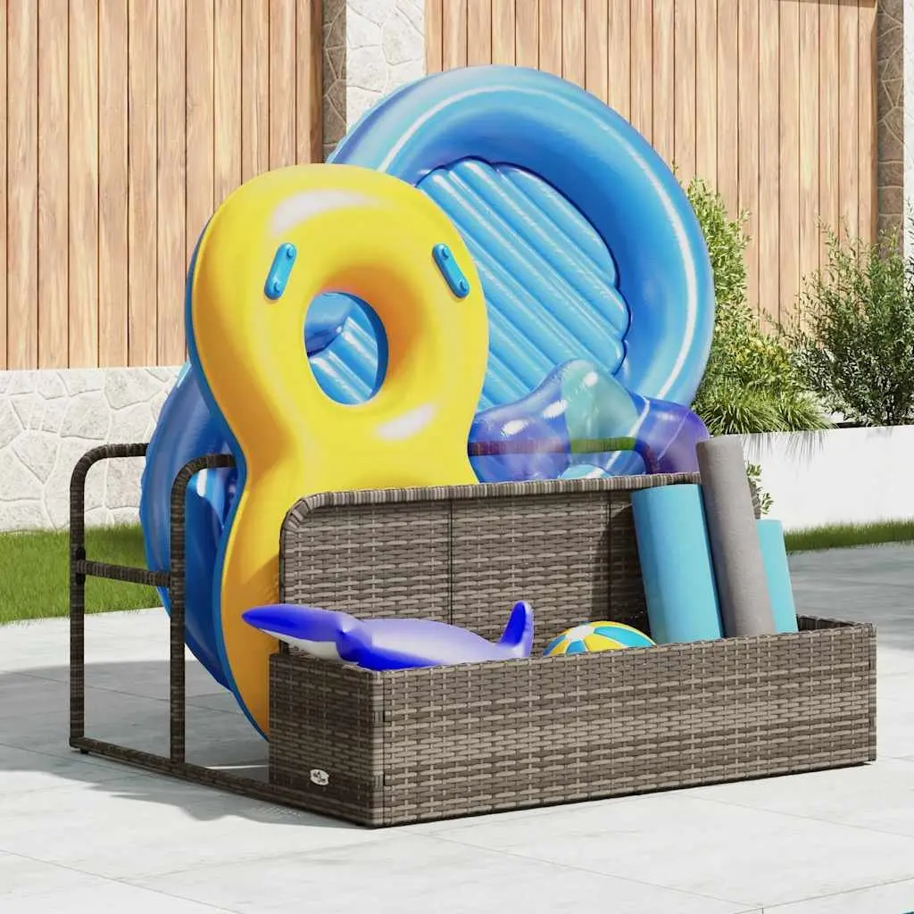 Poolside Float Storage Basket PE Rattan Grey Outdoor Garden Patio