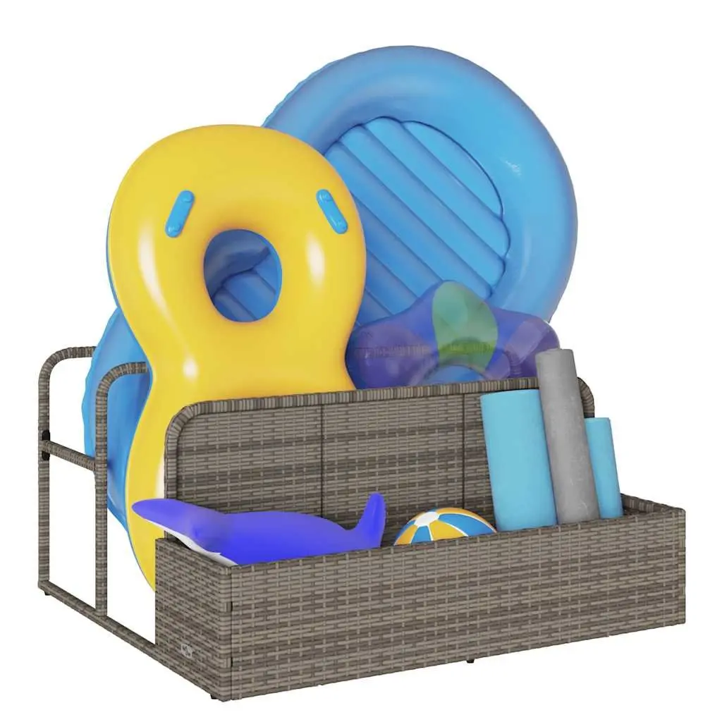 Poolside Float Storage Basket PE Rattan Grey Outdoor Garden Patio