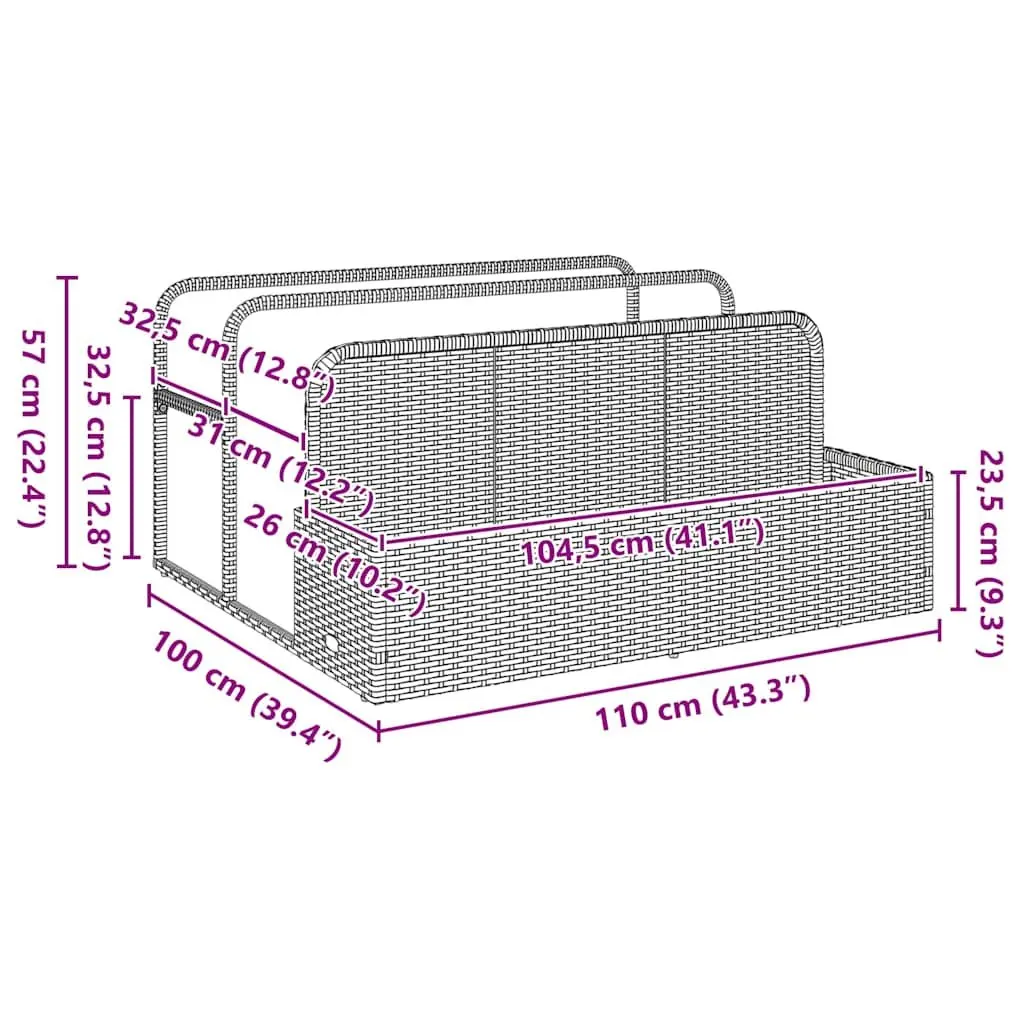 Poolside Float Storage Basket PE Rattan Grey Outdoor Garden Patio