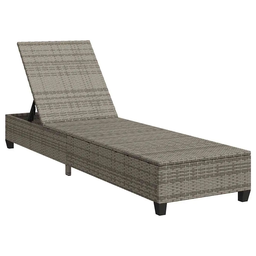 Sun Lounger Outdoor Garden Furniture Grey Adjustable Recliner Poly Rattan