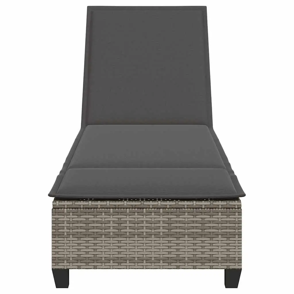 Sun Lounger Outdoor Garden Furniture Grey Adjustable Recliner Poly Rattan