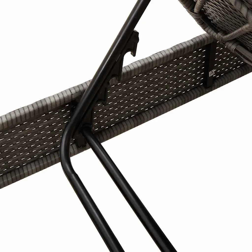 Sun Lounger Outdoor Garden Furniture Grey Adjustable Recliner Poly Rattan