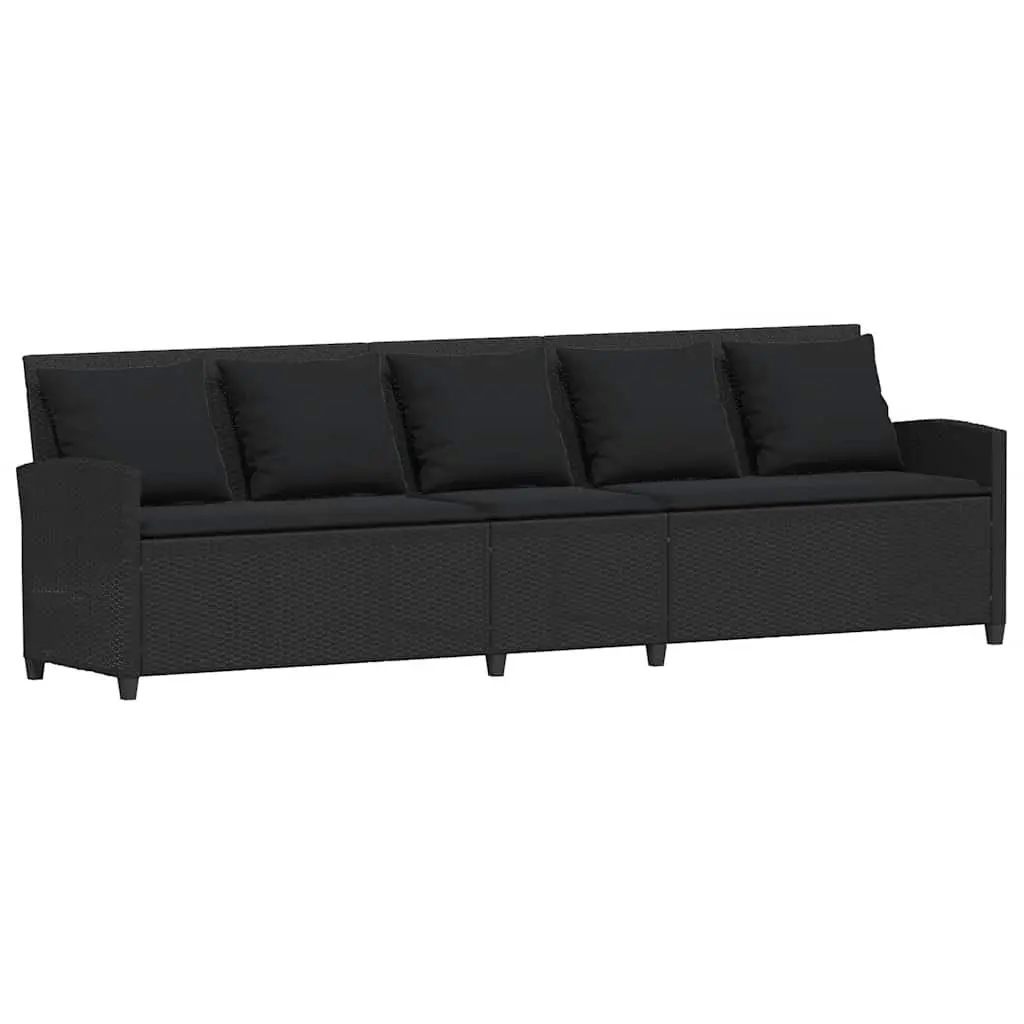 Garden Sofa Poly Rattan 5-Seater Outdoor Lounge Set Black