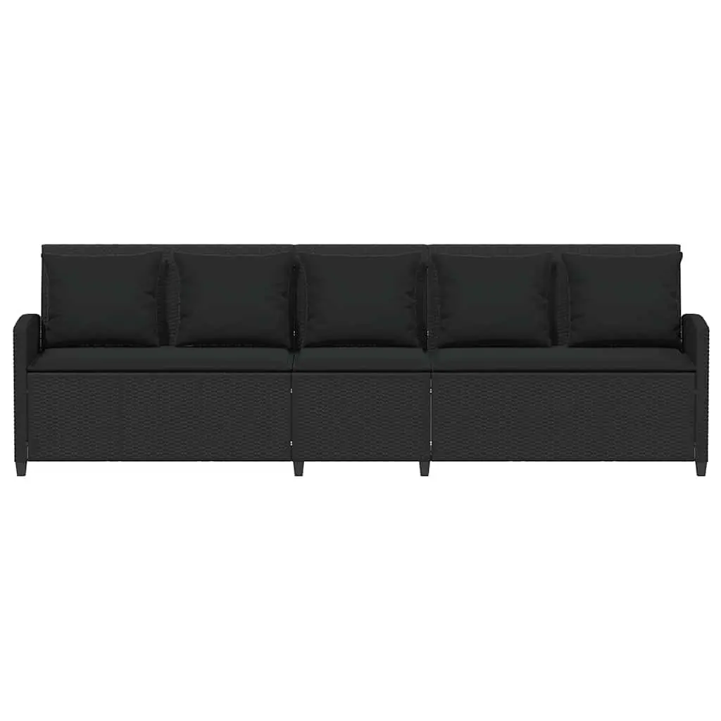 Garden Sofa Poly Rattan 5-Seater Outdoor Lounge Set Black