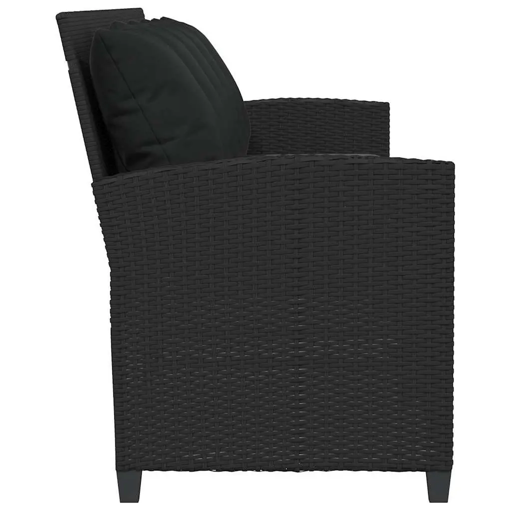 Garden Sofa Poly Rattan 5-Seater Outdoor Lounge Set Black