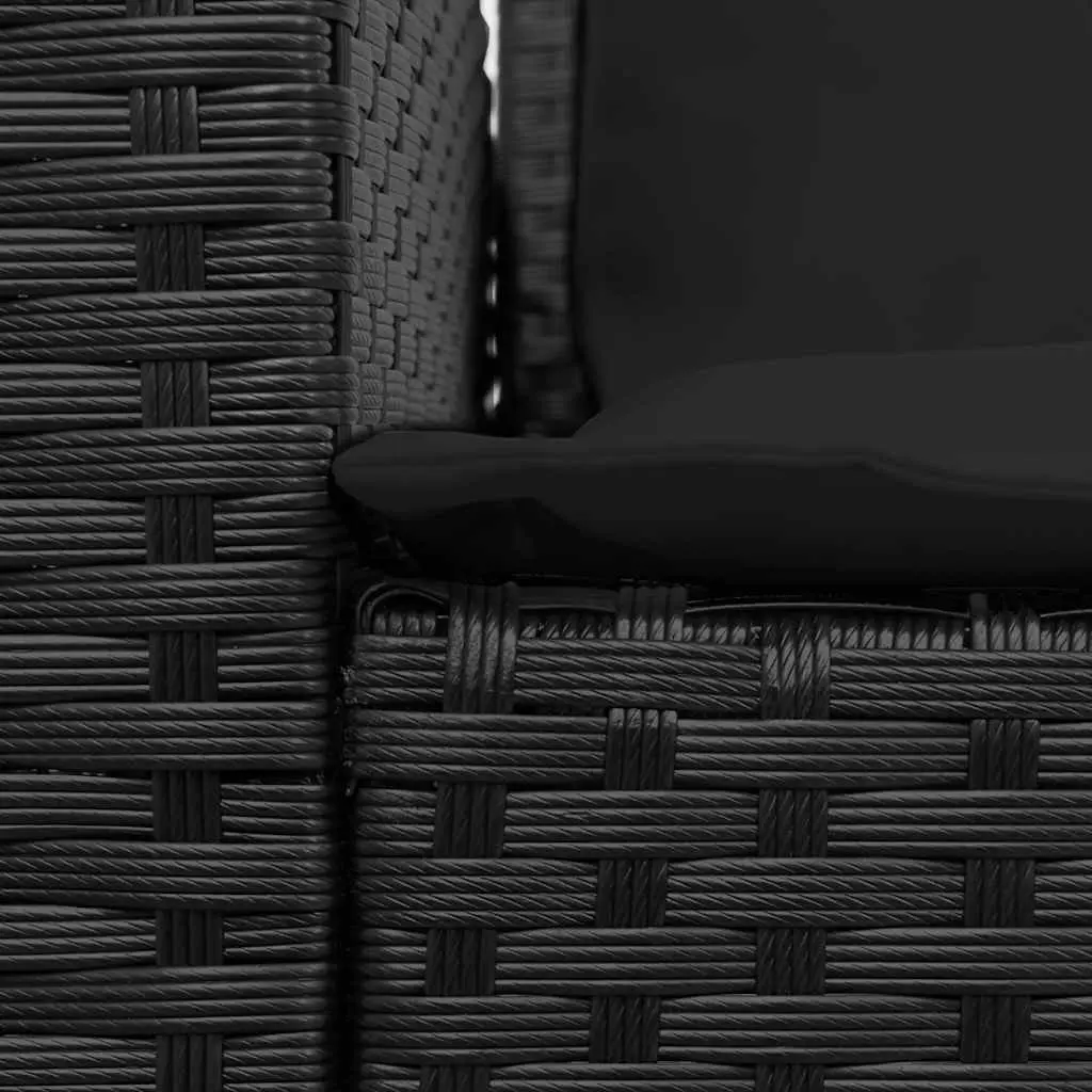 Garden Sofa Poly Rattan 5-Seater Outdoor Lounge Set Black