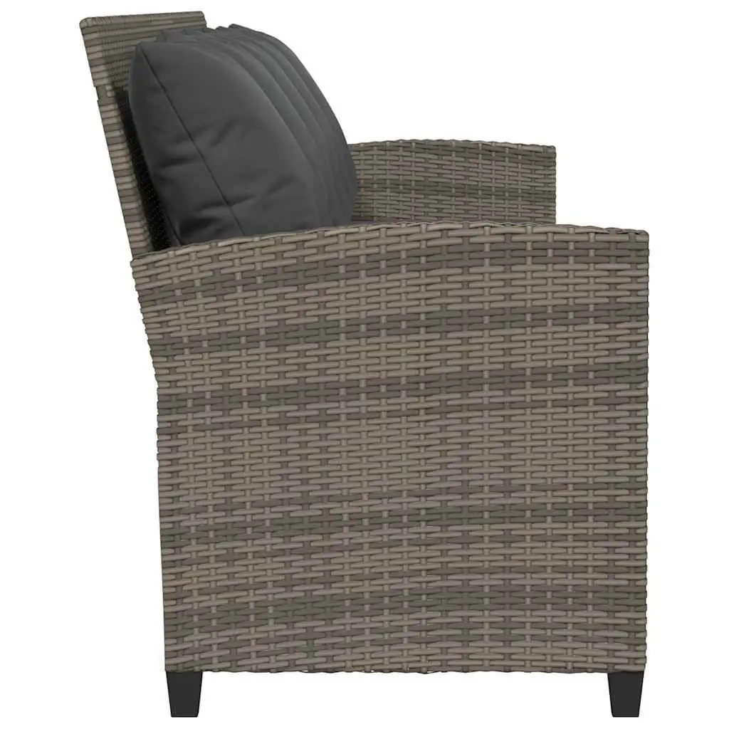 5-Seater Garden Sofa PE Rattan Powder-Coated Steel Grey Outdoor Furniture