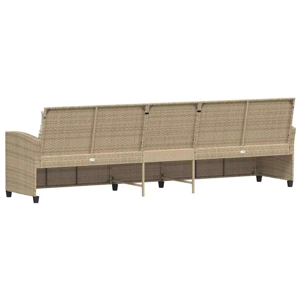 5 Seater Garden Sofa Outdoor Lounge Set Beige Poly Rattan with Cushions and Pillows
