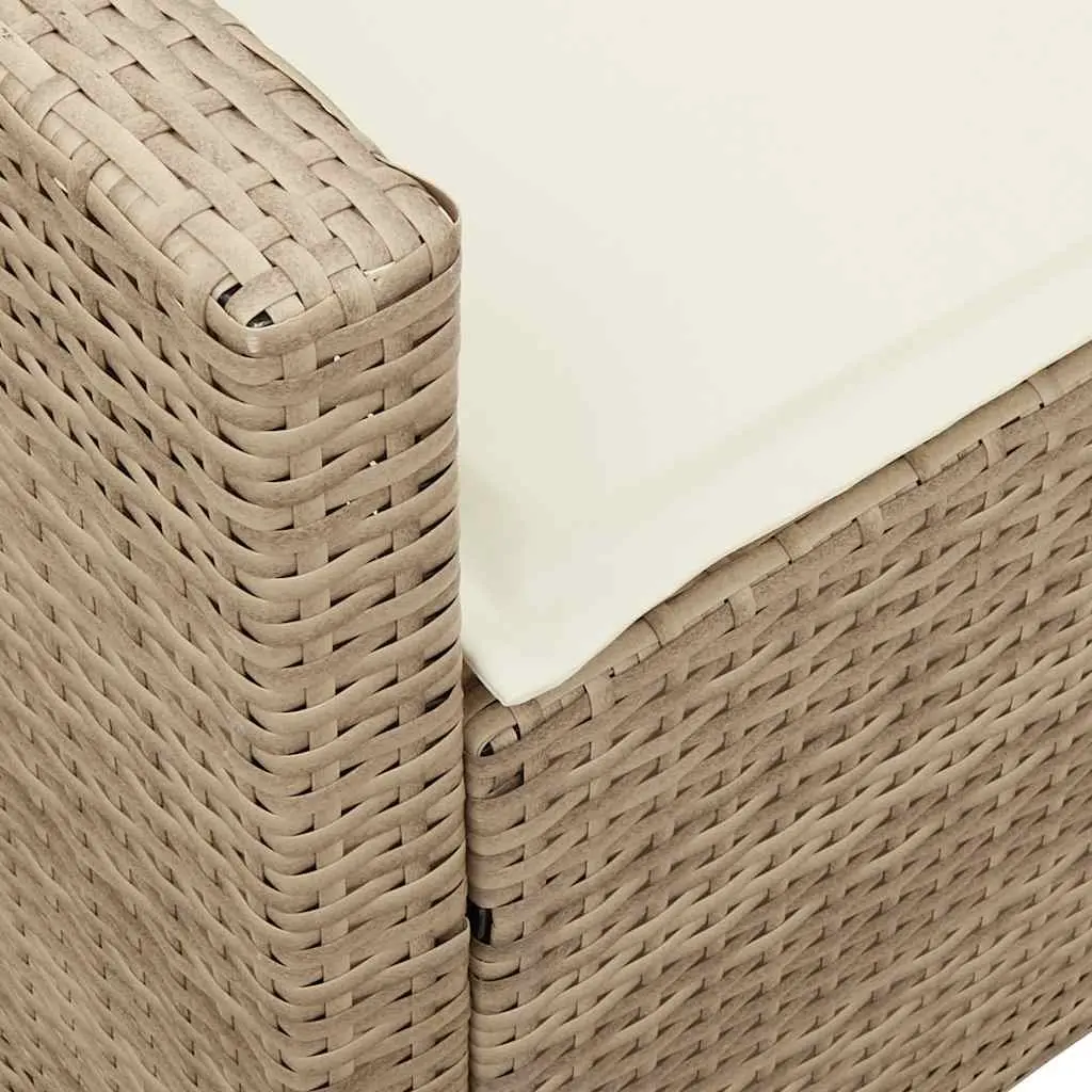 5 Seater Garden Sofa Outdoor Lounge Set Beige Poly Rattan with Cushions and Pillows
