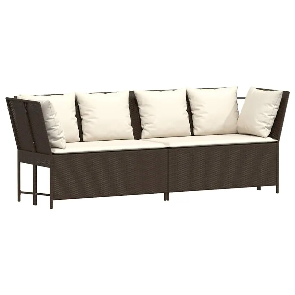 Outdoor Garden Sofa with Cushions Brown Rattan Modular Seating Furniture