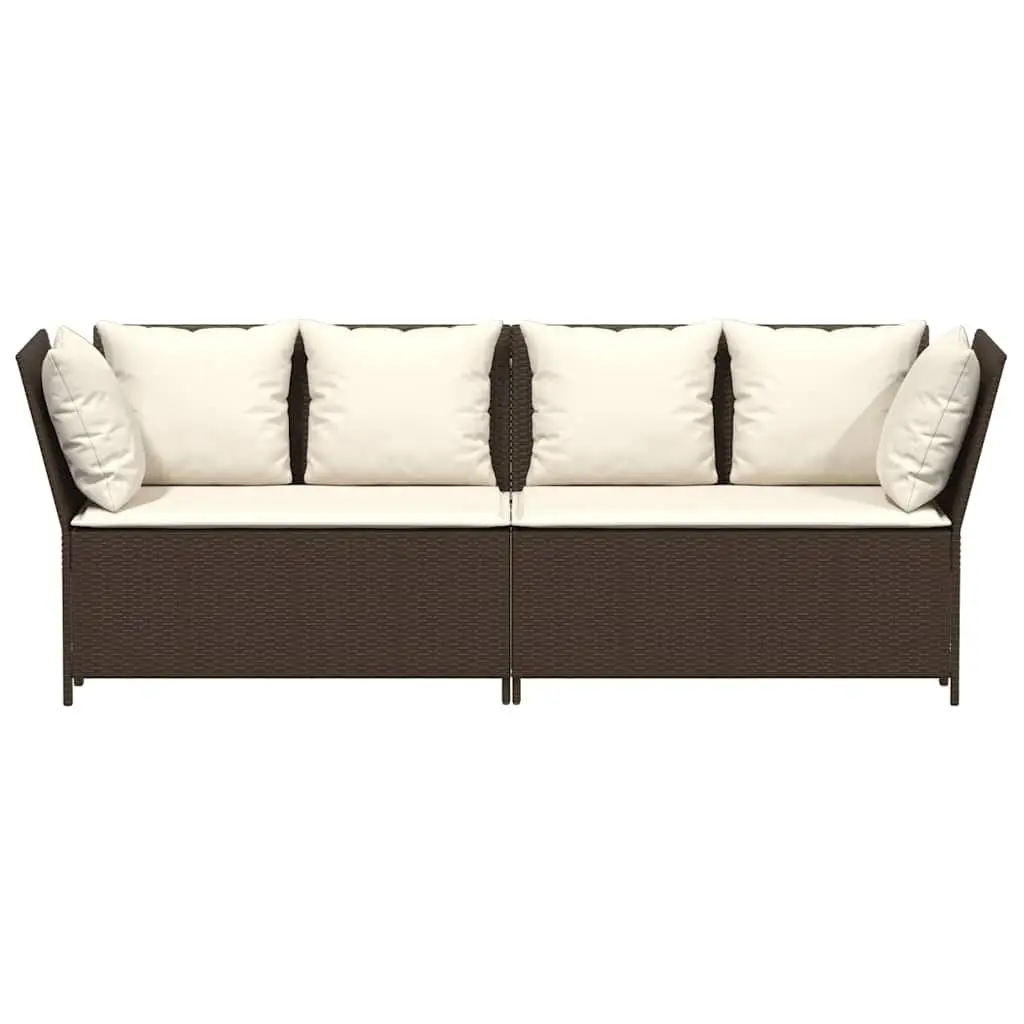 Outdoor Garden Sofa with Cushions Brown Rattan Modular Seating Furniture