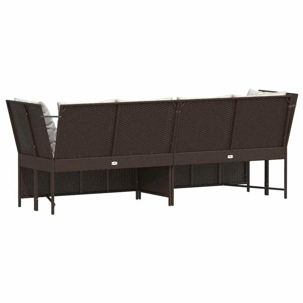 Outdoor Garden Sofa with Cushions Brown Rattan Modular Seating Furniture