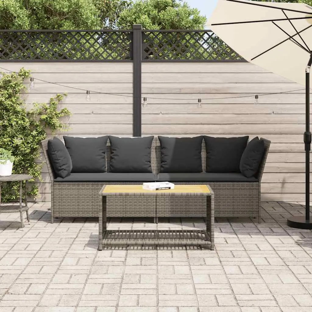 Garden Sofa Modular PE Rattan Grey Outdoor Seating with Cushions