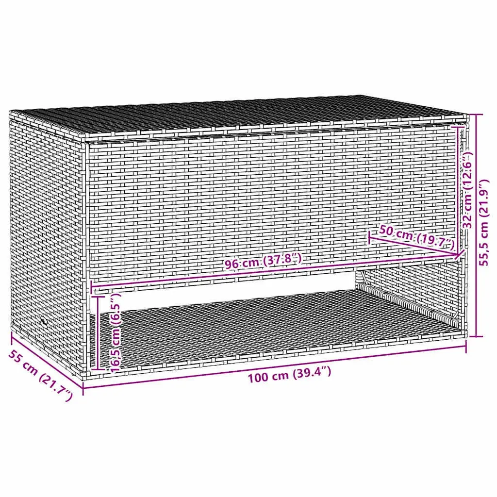 Outdoor Storage Box PE Rattan 100 x 55 x 55.5 cm Black